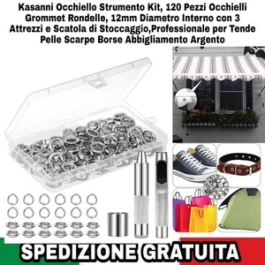 Occhiello Strumento Kit, 120 Pezzi Occhielli Grommet Rondelle, 12Mm Diametro - Foto 1 di 15