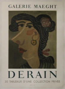 "DERAIN : Exposition GALERIE MAEGHT 1958 " Affiche originale entoilée MOURLOT - Imagen 1 de 1
