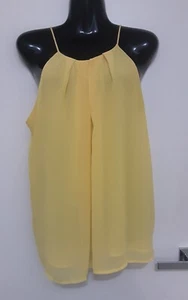 SIZE 18 WOMEN'S YELLOW SLEEVELESS SHOESTRING 'NOW' DOUBLE LAYERED TOP - Picture 1 of 2