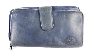 VTG: Buxton Wallet Women's Navy Top Grain Cowhide Clutch Change Checkbook Slot - Picture 1 of 11