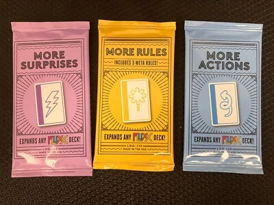 Fluxx Expansion Deck Pack Set More Actions Rules Surprises NEW Paper or Plastic - Image 1 of 2