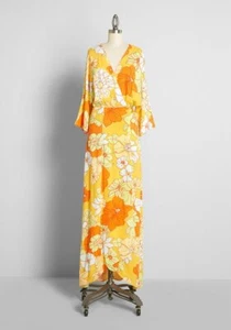 ModCloth Mod Cloth Living That Resort Life Maxi Wrap Dress Honolulu Floral XL Ne - Picture 1 of 3