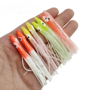 50PCS Luminous Octopus Squid Skirt Glow Soft Lure 6cm Hoochies Bait Fishing Lure - Picture 1 of 21