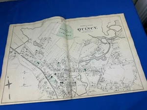 1876 Northern Quincy, MA Map Details Businesses, Residents, Historical Points - Picture 1 of 14