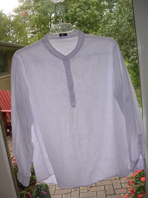 Para Hombres Blanco Algodón Cuello Banda Renacimiento Pirata Rústico Poético Disfraz Camisa M Foto 1 de 4