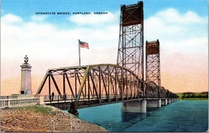 Interstate Bridge Portland Oregon Leinen Postkarte - Bild 1 von 2
