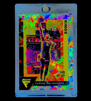 TYRESE HALIBURTON ДЕБЮТАНТ СЕРЕБРЯНЫЙ ТРЕСНУВШИЙ ЛЕД РЕФРАКТОР Новичок Редкий SP ГОЛОГРАФИЧЕСКИЕ ПРОКЛАДКИ - Изображение 1 из 4