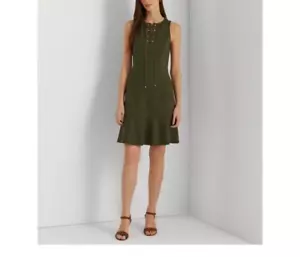 Lauren Ralph Lauren Ponte Sleeveless Dress - Dark Tropical Olive SZ.10 NWT$165 - Picture 1 of 9