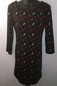 Vivienne Tam schwarz Vogeldruck 3/4 Ärmel Schichtkleid, Stretch kein Größenetikett - Bild 1 von 7