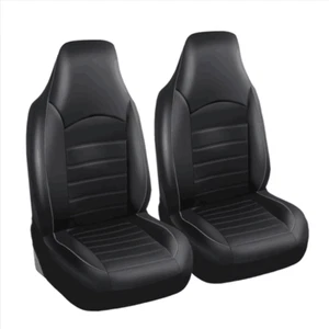 Juego de 2 fundas de asiento de coche de cuero PU respaldo alto cubo delantero automático 2 cojines de asiento - Imagen 1 de 10