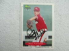 Phillies Paul Fletcher Signed Autographed 1991 Clearwater Phillies Excellent