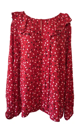 Blusa de vacaciones para mujer Liz Claiborne manga larga corazón talla grande 2X pulóver top Foto 1 de 4
