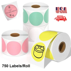 2 Zoll Runde Direkte Thermoetiketten Kreisaufkleber 750 Etiketten/Rolle Selbstklebend Pink - Bild 1 von 22