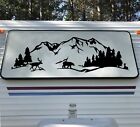 Mountain Scene with Deer Bear Eagle V5 Vinyl Decal - RV Graphics Die Cut Sticker