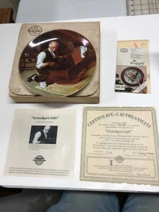 Knowles Norman Rockwell "Grandpa's Gift" Plate 1987 COA Boxed 8.5" - Picture 1 of 17