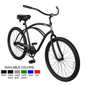 26" Beach Cruiser Bikes Single Speed For Men Retro Bicycle Hi-Ten Steel Frame - Picture 1 of 27