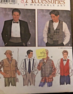VTG `96 Simplicity 9345 Men`s Teens Vests Fishing Formal +Ties Cummerbund FF - Image 1 of 4