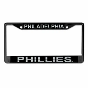 PHILADELPHIA PHILLIES MIRRORED METAL LICENSE PLATE FRAME QUALITY DOMED GRAPHICS - Picture 1 of 1