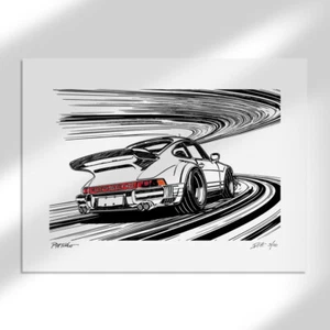 RH P911 Turbo Fine Art Porsche 911 Print 18x24 Hand Signed and Numbered Limited - Picture 1 of 1