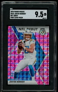 2020 Panini Mosaic NFL Debut Camo Pink Prizm Justin Herbert #263 RC SGC 9.5 MT+ - Picture 1 of 2
