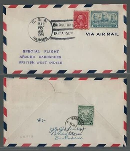US Airmail Cover USS Ranger Barbados British West Indies 1939 Signed Lt Johnson - Picture 1 of 3