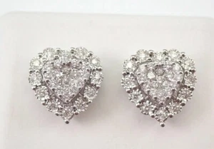 Ohrringe 10 Karat Weißgold Diamant Herz - Bild 1 von 6
