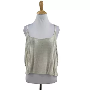 BP Jamie Stripe Rib Camisole Plus Size 3X Beige Oatmeal Knit Scoop Neck Cropped - Picture 1 of 9