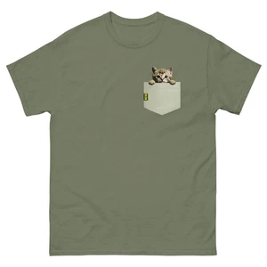 Linda Camiseta Gato Mirándose en Bolsillo Amante de los Gatos 2025 Camiseta Gráfica Meme - Imagen 1 de 17