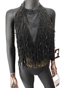 Antique Glass Bead Sewing Bustier - Picture 1 of 11