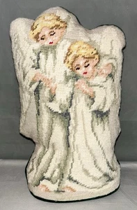 Vintage Engel Wolle Nadelspitze Weihnachten Kissen gewichteter Boden stehend EUC - Bild 1 von 9