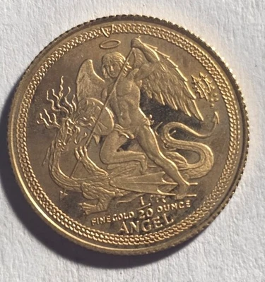1989 Isle Of Man 1/20 Oz Fine Gold Coin Michael Archangel  - Image 1 of 2