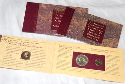 1993 US Mint Thomas Jefferson Coinage & Currency Set W/ Silver Dollar - Image 1 of 4