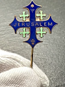 JERUSALEM BLUE & MINT ENAMEL METAL STICK PIN H533 - Picture 1 of 11