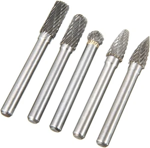 5 Pezzi Frese Rotanti in Metallo Kit Frese Rotanti Acciaio Al Tungsteno Gambo Da - Foto 1 di 12
