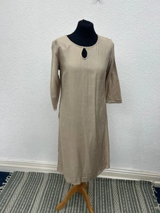 Vestido Fab India Talla S Caftán Largo Mezcla Seda Mangas 3/4 Boho Hecho en India - Imagen 1 de 13