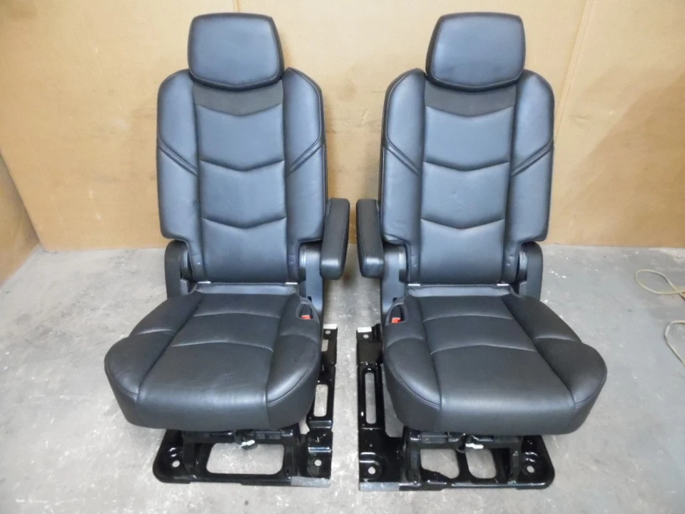 2016 Cadillac Escalade ESV 2nd Row Leather Bucket Folding Seats RH & LH Black OE - Image 1 of 4