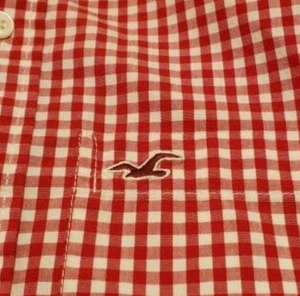 Long Sleeve Hollister California Red/White Small Button Down Shirt - Picture 1 of 5