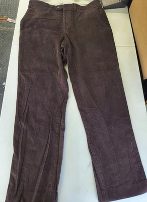 Vintage RALPH LAUREN DARK BROWN CORDUROY FLAT FRONT PANTS SIZE 36 X 32  - Image 1 of 4