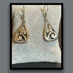 Brighton Flower scroll drop dangle hook earrings pierced - Picture 1 of 9