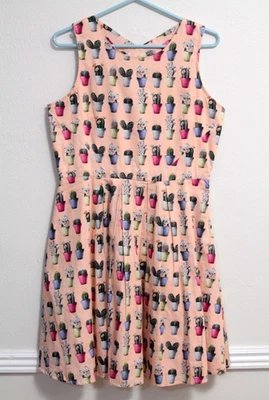 Yumi 100% Cotton Criss-Cross Cati Dress Open Back Pink Sleeveless Pleated Size M - Image 1 of 4