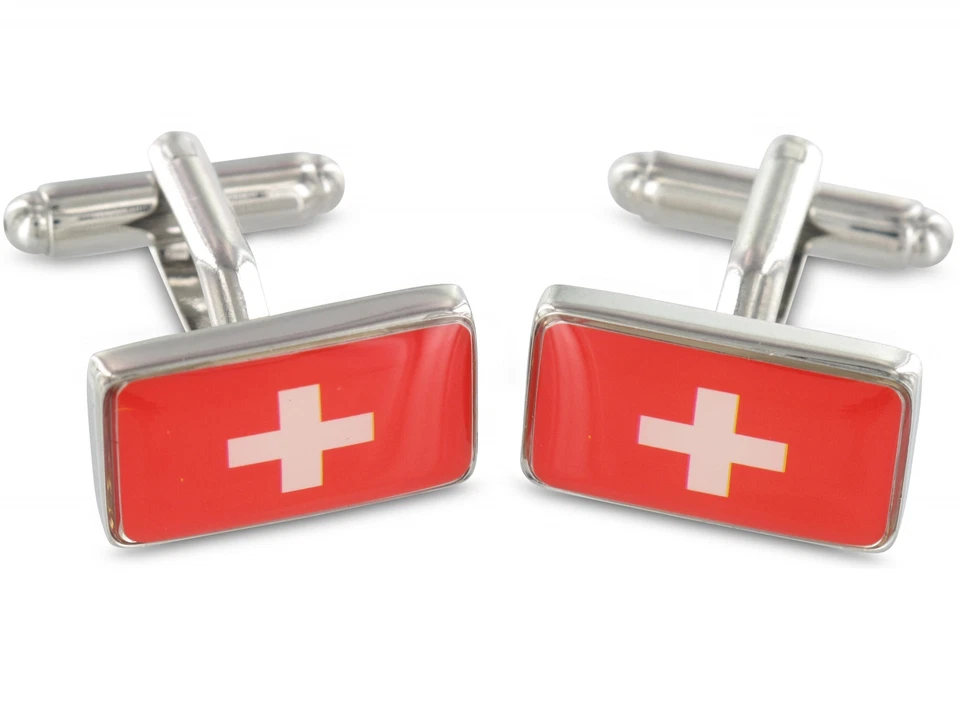 TEROON Manschettenknöpfe Schweiz Fahne - Bild 1 von 1