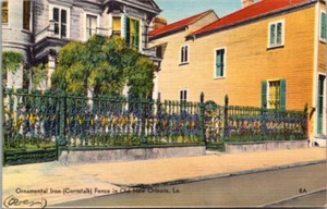 Old New Orleans LA Louisiana Ornamental Iron (Cornstalk) Fence Vintage Postcard - Picture 1 of 2