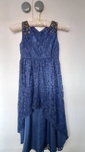 Monsoon Storm girls party dress age 8 years dark blue, beautiful, high low hem. - Picture 1 of 5