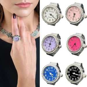 Quartz Ring Watch Retro Elastic Rings Creative Round Quartz Finger Rings Women - Picture 1 of 11