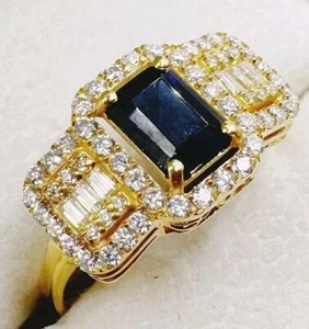 LUXUS Damen Ring Saphir,Brillant Diamanten Echtes 750 Gelbgold 18KT,Neu/ - Bild 1 von 13