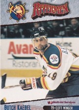 BUTCH KAEBEL, PEORIA RIVERMEN, RARE 1997-98 ECHL MINOR CARD.