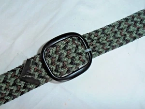 Womens Size L  1 1/4" Wide up to 32" fit thick woven green black brown Belt  - Picture 1 of 5