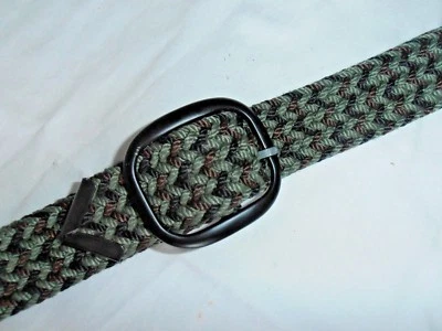 Womens Size L  1 1/4" Wide up to 32" fit thick woven green black brown Belt  - Image 1 of 4