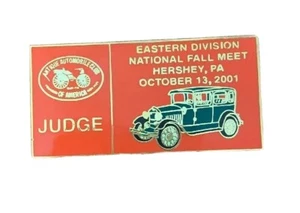 AACA Antique Auto Club of America Hershey E-Division 2”by1” 2001 Judge Plaque - Bild 1 von 2
