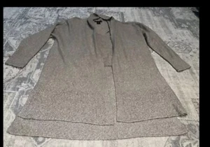 New Tahari Size Medium 2 Piece Set Open Cardigan Sweater & Tank Top Beige Womens - Picture 1 of 8